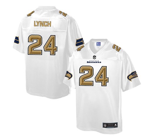 Men's Game Marshawn Lynch Nike Jersey White - #24 Pro Line Fashion NFL Seattle Seahawks